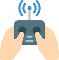 Hands holding a remote control with a wifi symbol vector
