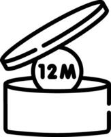A black and white drawing of a box with a 12m ball inside vector