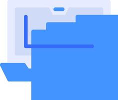 A blue folder with a blue arrow pointing to it vector