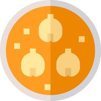 An orange circle with three pom poms on it vector