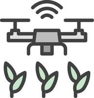 A drone with plants and a wifi signal vector