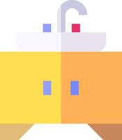 A yellow sink with a blue faucet and a yellow faucet vector
