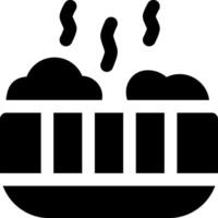 A black and white illustration of a basket with food vector