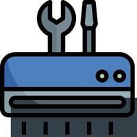 A blue and black device with two wrenches vector