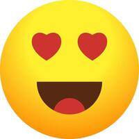 A yellow emoticion with hearts on it vector