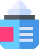 A blue and pink container with a white lid vector