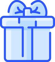 A blue gift box with a bow on it vector