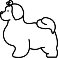 A dog is outlined in black and white vector