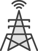 A black and white image of a tower with a wifi symbol vector