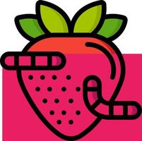 A strawberry with worms on it vector