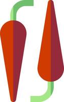 Two red peppers with green stems on a white background vector