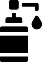 A black and white icon of a bottle with a drop vector