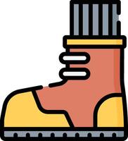 A boot with a yellow and orange sole vector