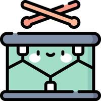 A drum with a smiley face and two sticks vector