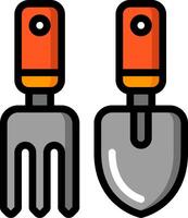 Two garden tools with orange handles and handles vector