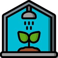 A plant growing inside a house with a shower vector