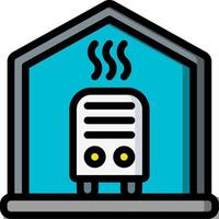 A house with a heater and a sign that says heating vector