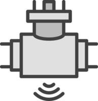 A black and white image of a valve with a wireless signal vector