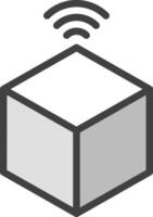A black and white image of a wifi signal on top of a cube vector