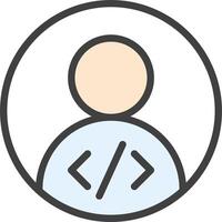 A person with a computer icon in a circle vector