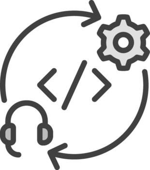 A circle with a headset and a computer vector