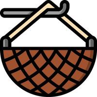 A basket with a handle and a hook vector