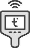 A black and white image of a television with a wifi symbol vector