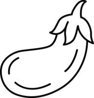An eggplant is drawn in black and white vector