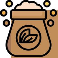 A bag of beans icon with a leaf on it vector
