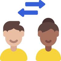 Two people with arrows pointing to each other vector