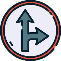 A red and orange arrow pointing in opposite directions vector