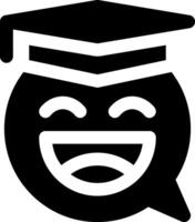 A black and white image of a graduation cap with a smiley face vector