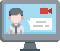 A man is on a computer screen with a chat vector