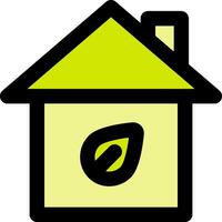 Green house icon with a leaf on the roof vector
