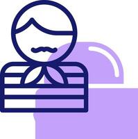 A man with a mustache and tie is standing in front of a box vector