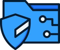 A blue folder with a shield on it vector