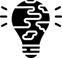 A black and white light bulb with a globe inside vector
