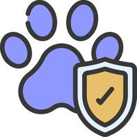 A dog paw with a shield and a check mark vector