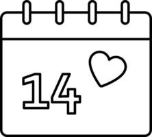 A calendar with the number 14 and a heart vector
