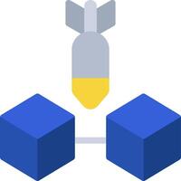 A rocket is flying over two cubes vector