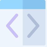 A blue and purple icon with a code symbol vector