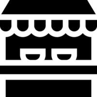 A black and white icon of a shop vector