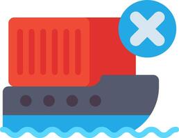 A red container ship with an x over it vector
