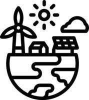 An icon of a solar powered house and windmill vector