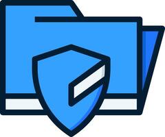 A blue folder with a shield on it vector