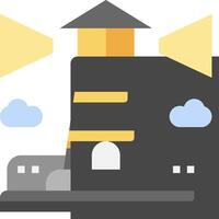 A lighthouse with a yellow light on top vector