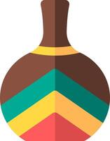 A colorful vase with a yellow, green and red stripe vector