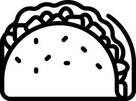 A black and white drawing of a taco vector