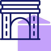 A purple icon of a building with a arch vector