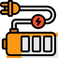 An orange and black battery charger with a plug vector